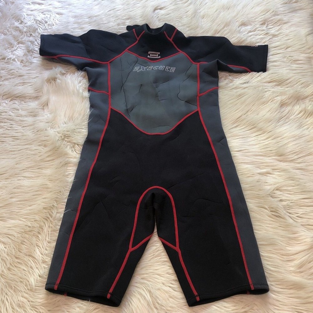 Execute Black Neoprene Bodysuit Wetsuit Short Beach Surf Water Lake Boat Men 3XL